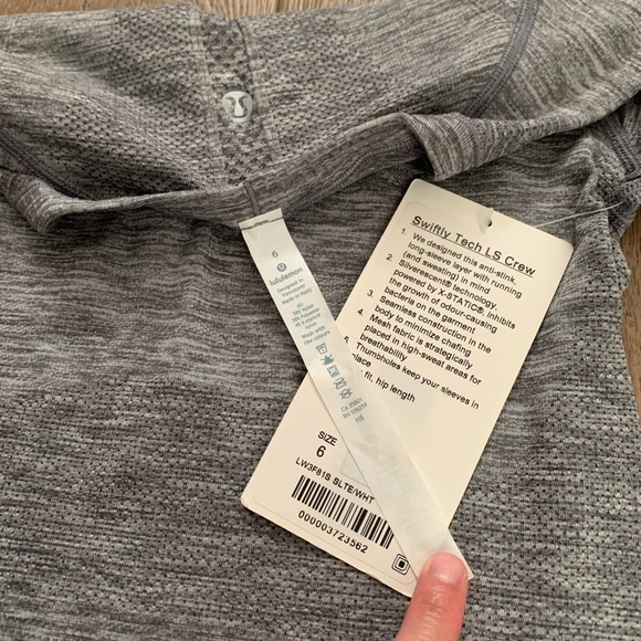 NWT Grey/ Silver Swiftly tech long sleeve size 6 - Picture 2 of 3